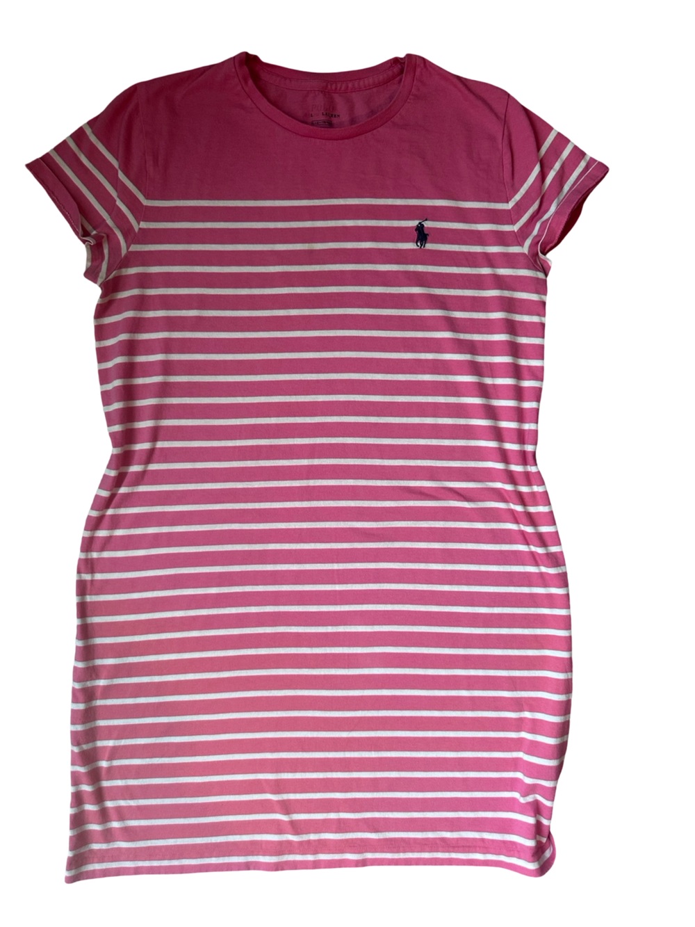 Polo by Ralph Lauren Pink & White Striped Short-Sleeve Tee Dress